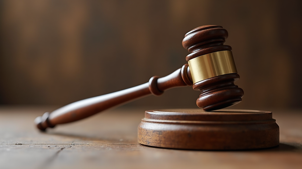 Close-up view of auction gavel on wooden block