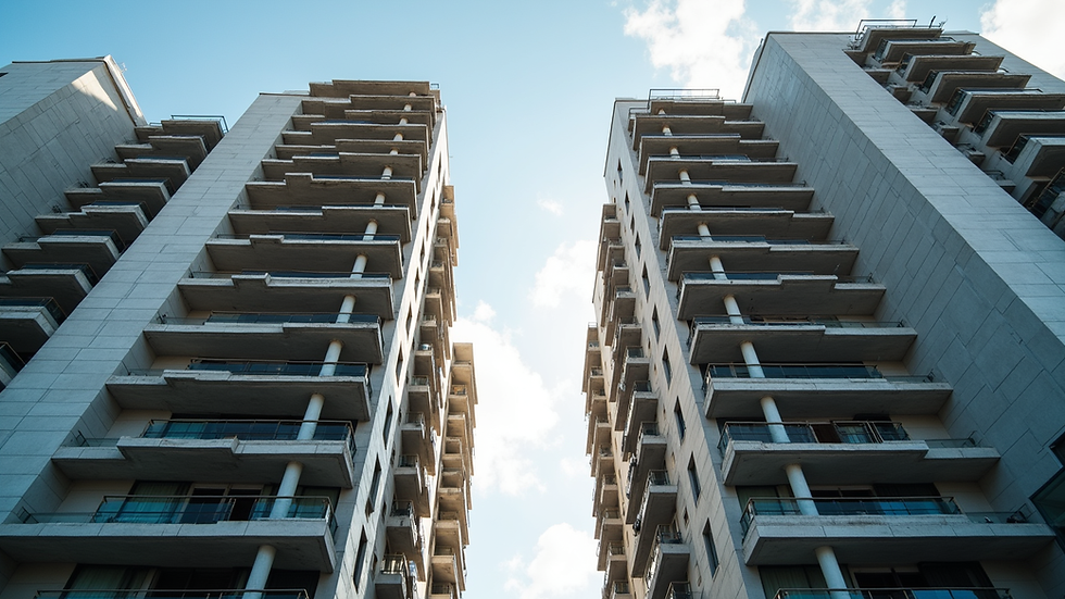 Eye-level view of a modern residential building under construction