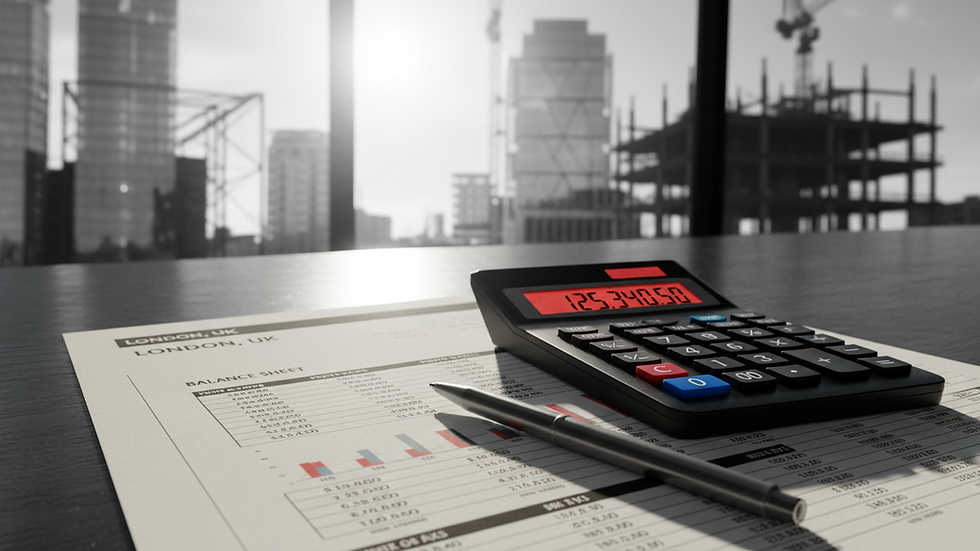 Close-up view of financial documents and calculator on a desk
