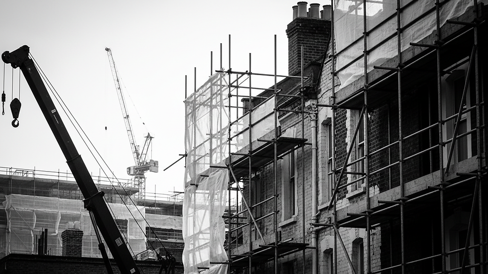 Close-up view of a UK residential property undergoing renovation