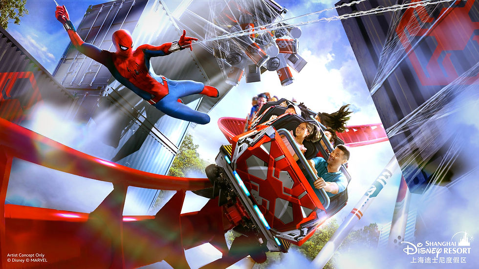 Artist rendering of new Spiderman attraction coming to Shanghai Disney Resort