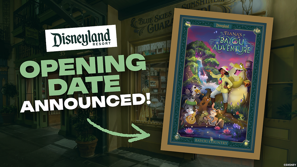 Tiana's Bayou Adventure opening date announcement
