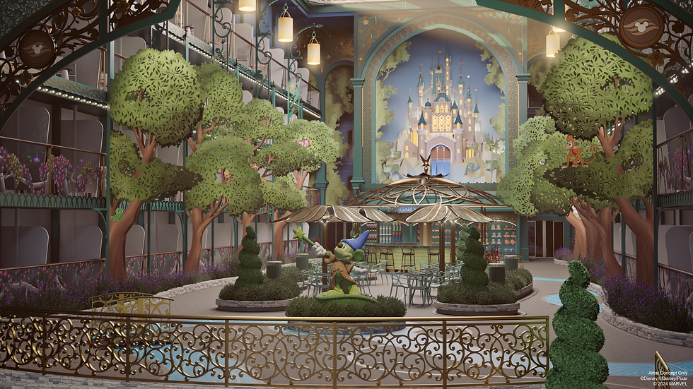 Artist rendering of Imagination Garden aboard Disney Adventure