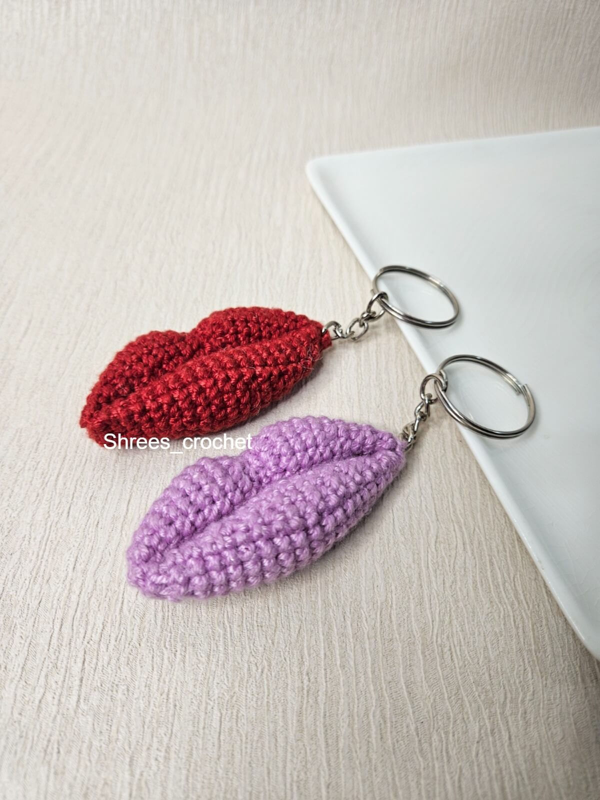 Crochet Lips Keychain