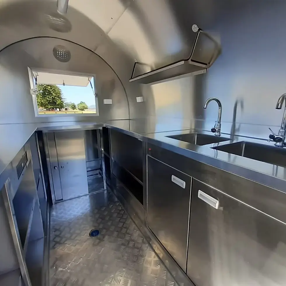 Thumbnail: White Round-Top Food Trailer - Single Axle Mobile Kiosk with Diamond Plate