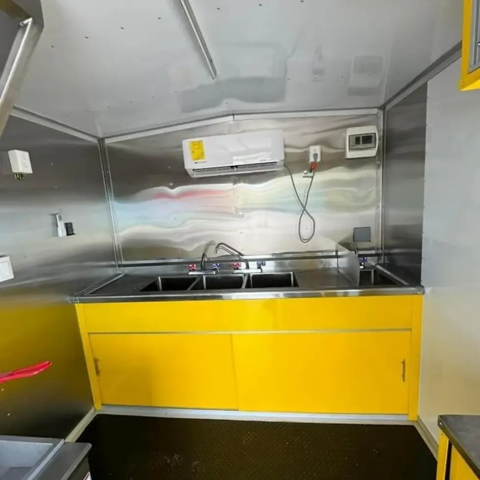 Thumbnail: 3m Bright Yellow Compact Enclosed Food Trailer