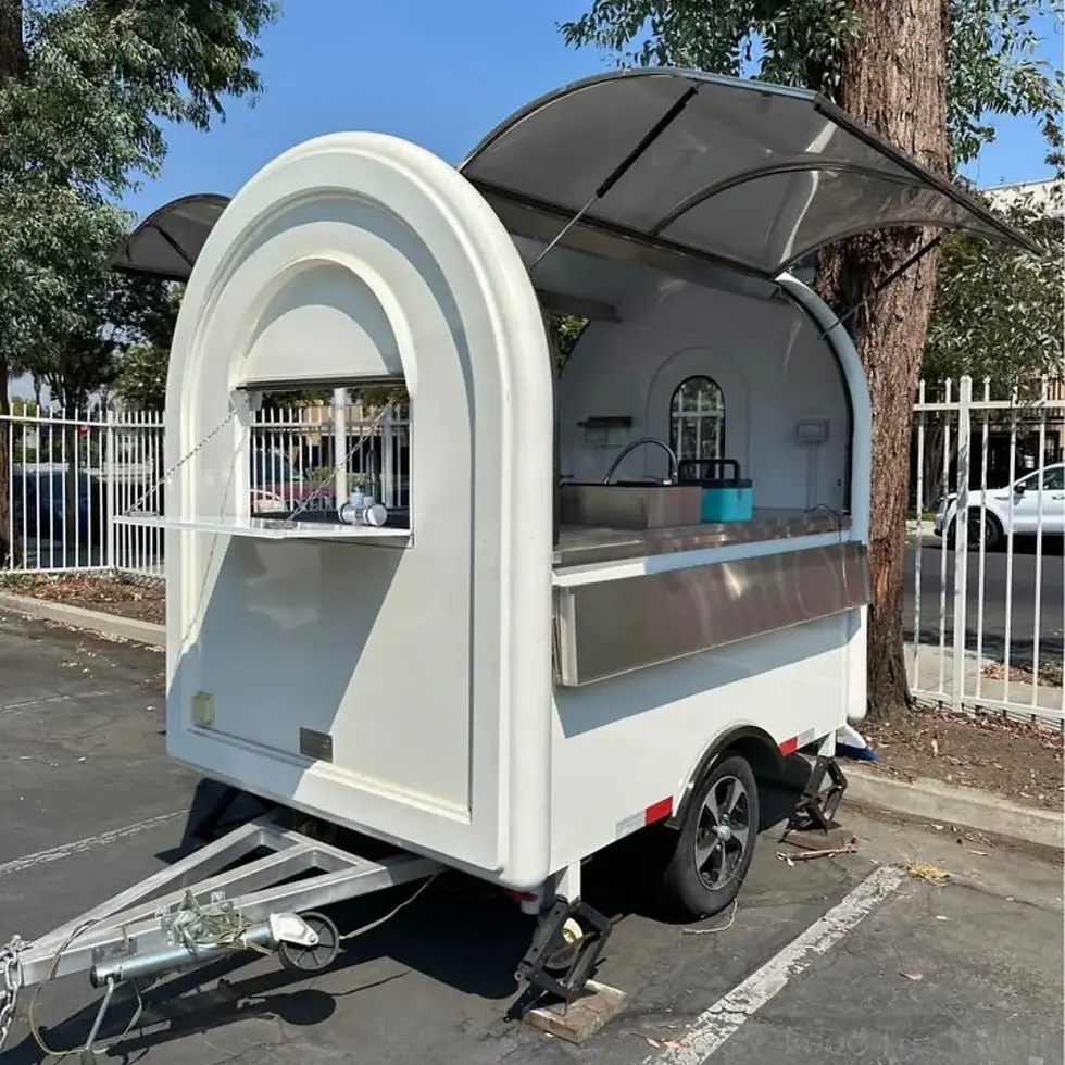 Thumbnail: White Round-Top Food Trailer [2.2m] - Compact Mobile Coffee Cart (Single Axle)