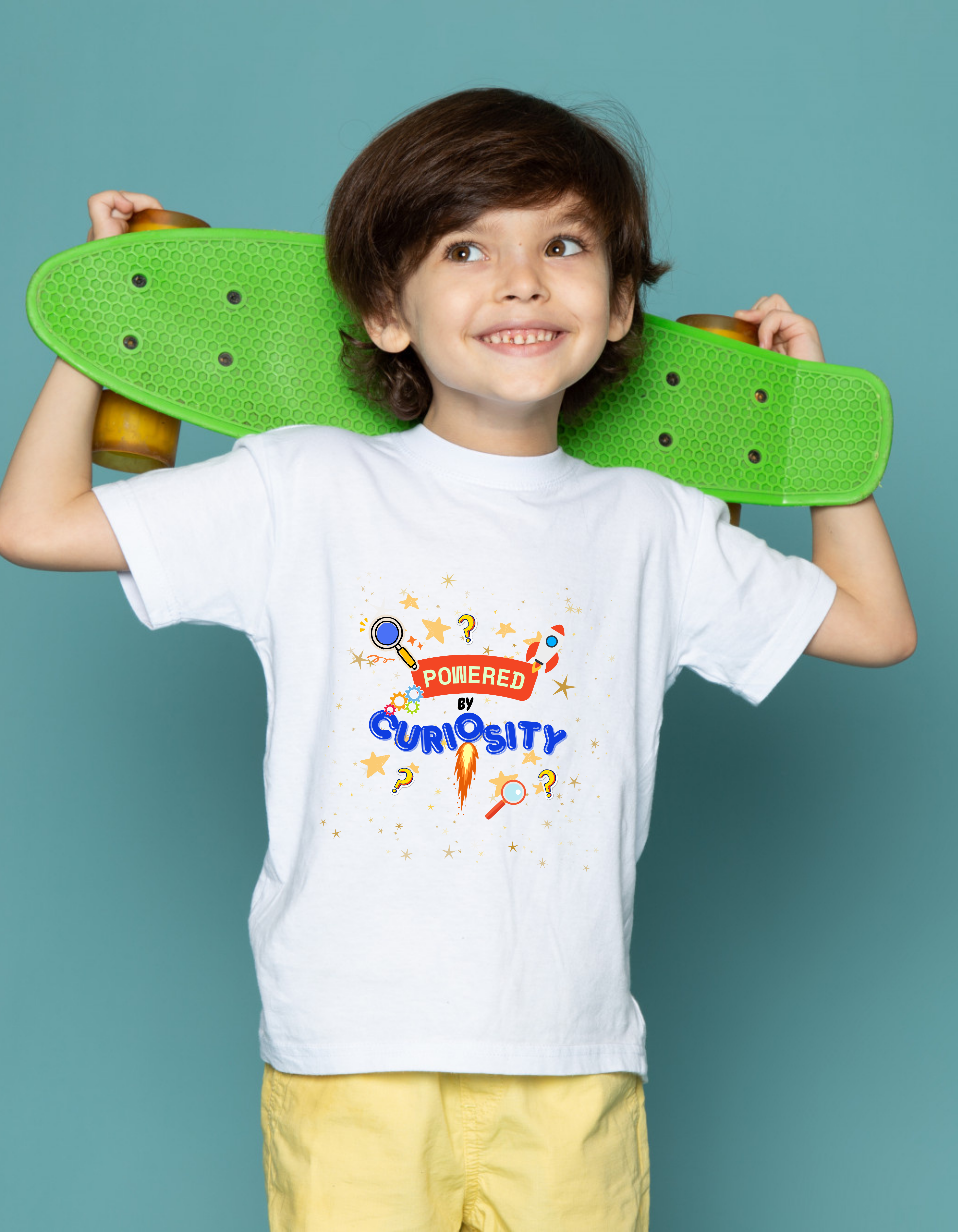 Powered by Curiosity Toddler Tee - Fun Kids T-Shirt for Little Explorers