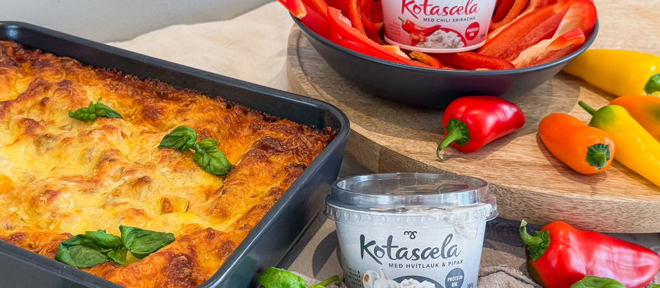 Lasagne með hvítlauks og svartpiparkotasælu