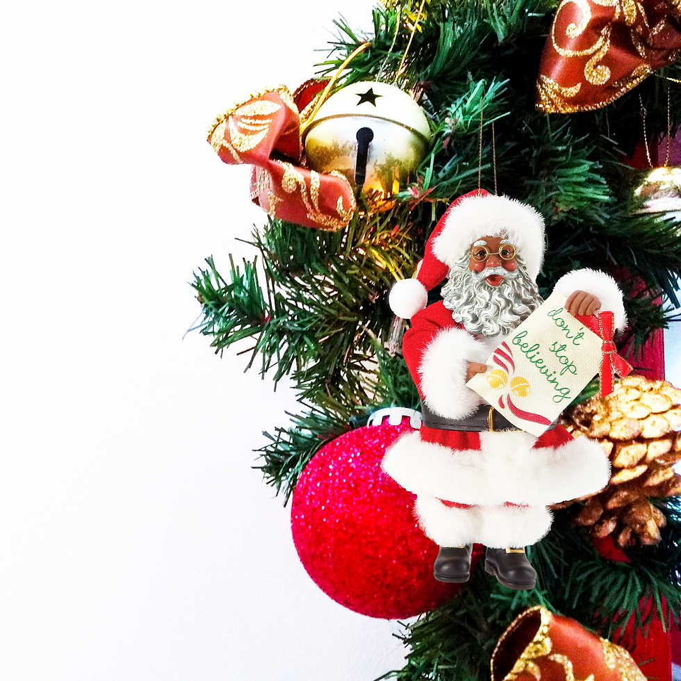 Thumbnail: Don't Stop Believing Black Santa Ornament