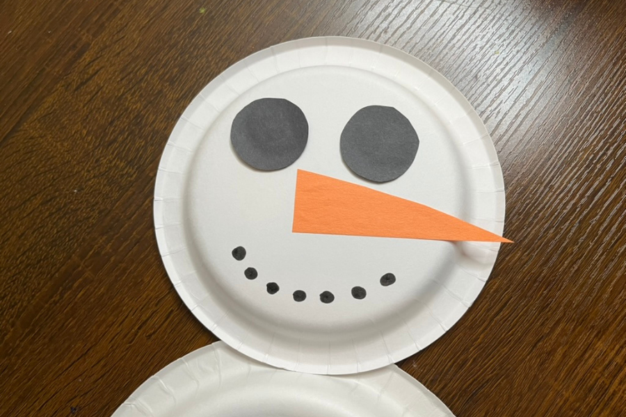 creating the paper plate snowman's face