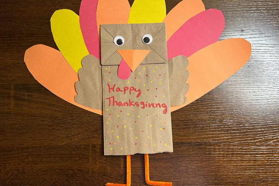 Finished Paper bag turkey puppet