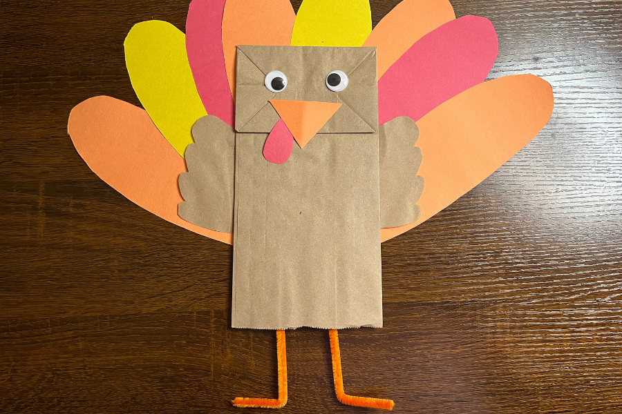 Paper bag turkey puppet