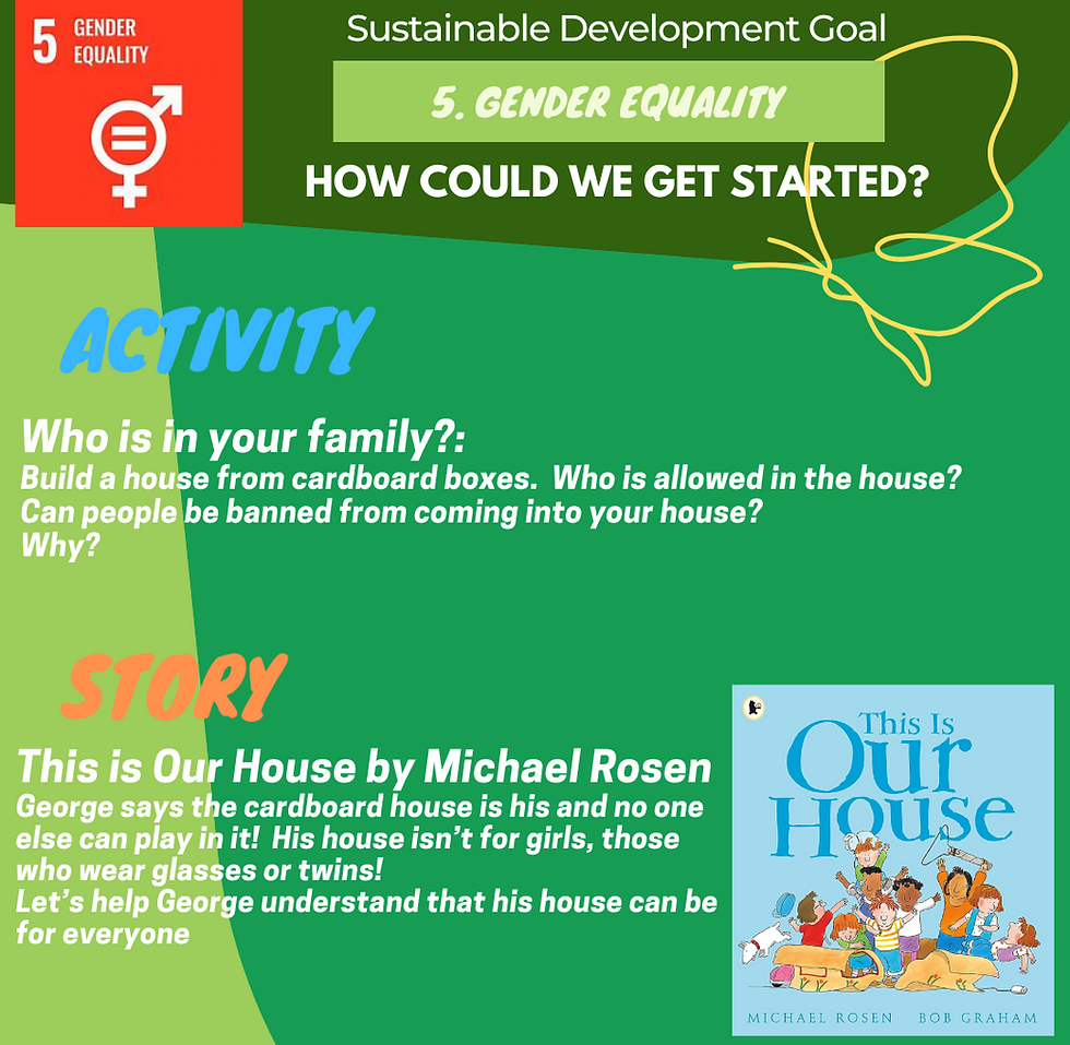 SDG 5 Gender Equality: activity & 'This is Our House' book.