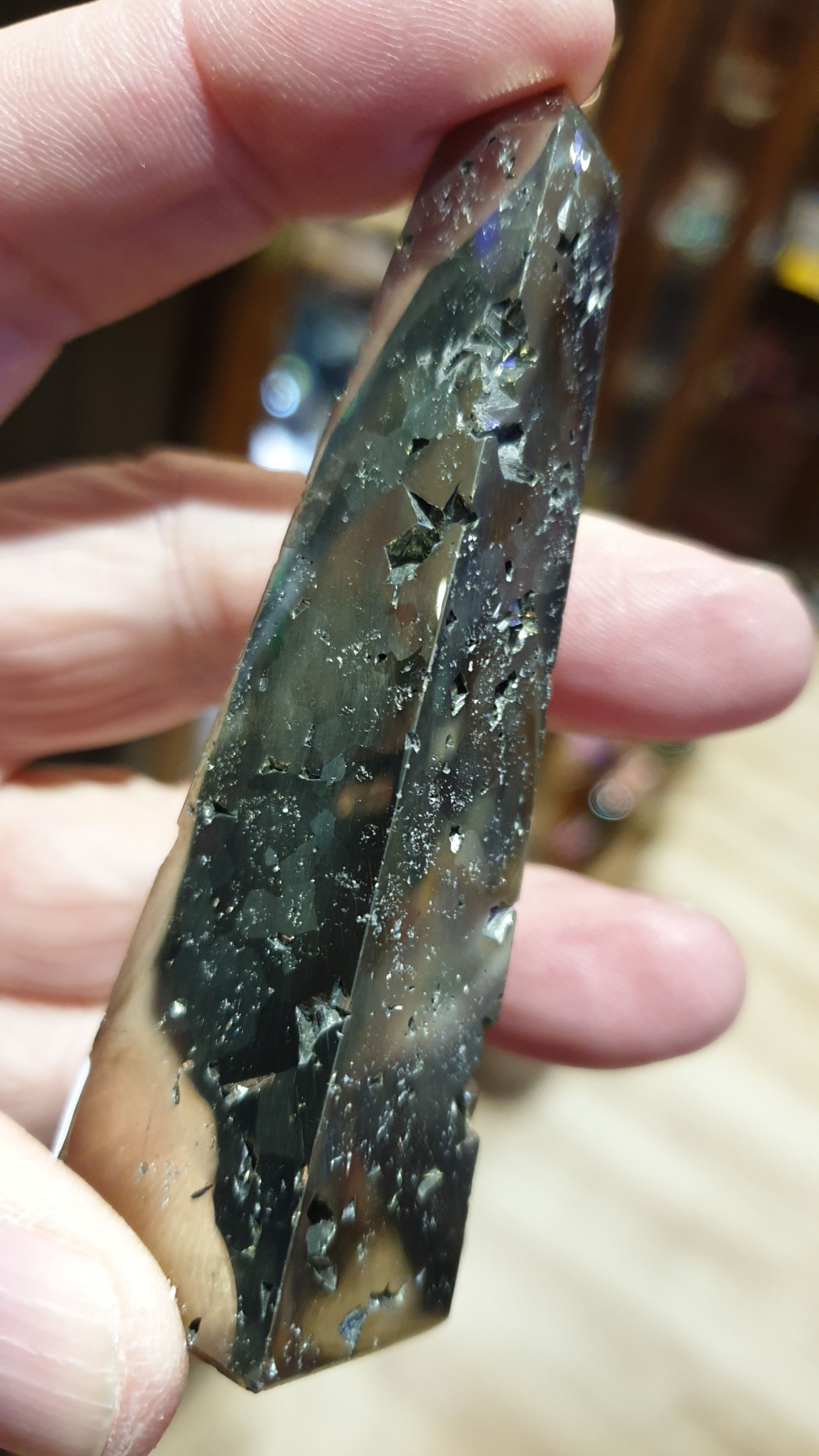 Pyrite Obelisk (Fools Gold) Carved & Polished 90mm X 20mm X 20mm