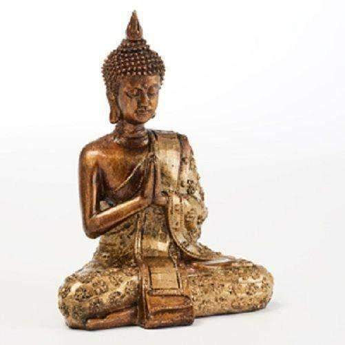 Thumbnail: Small  Hand Painted Praying Serene Meditating Lotus Thai Buddha Statue: 20cm
