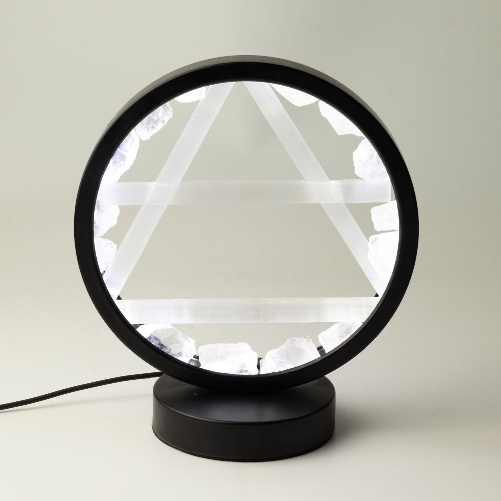 Gemstone Halo Lamp - Air - Clear Quartz & Selenite