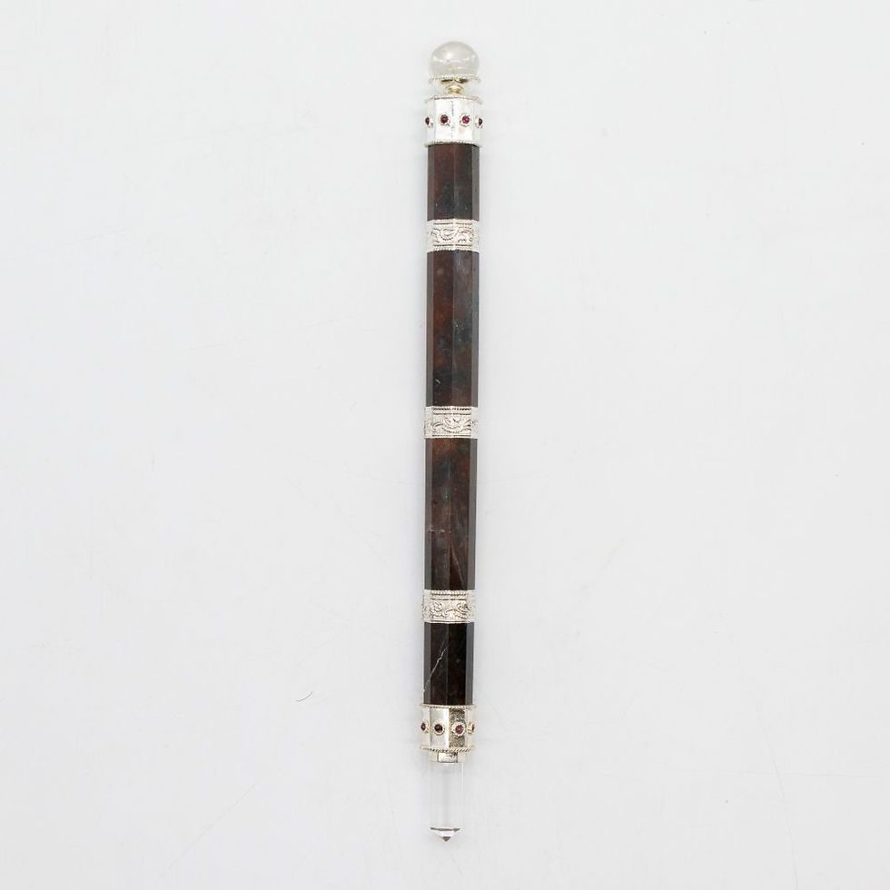 Thumbnail: Bloodroot Soverign Wand -Extra Long Fancy Jasper Magic- Crystal Ball top - 26cm