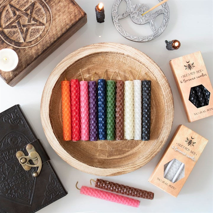 Thumbnail: Set of 6 Brown Beeswax Spell Candles