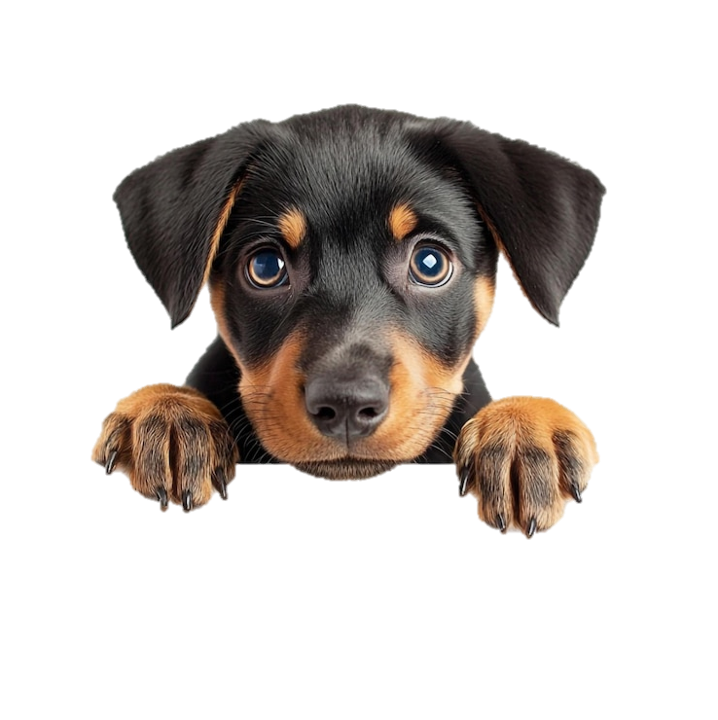 Foto de cachorro simulando uma subida sobre um muro