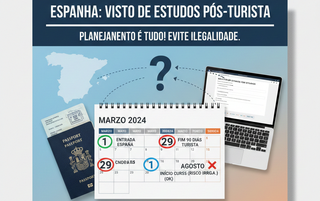 🔍 Curso começa depois dos 90 dias de turista na Espanha: posso ficar no país?