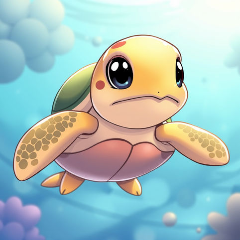 Super cute cartoon character of a sea turtle: Cousin Randy