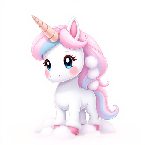 Super cute cartoon character of a unicorn made out of cotton candy: Z.Z.