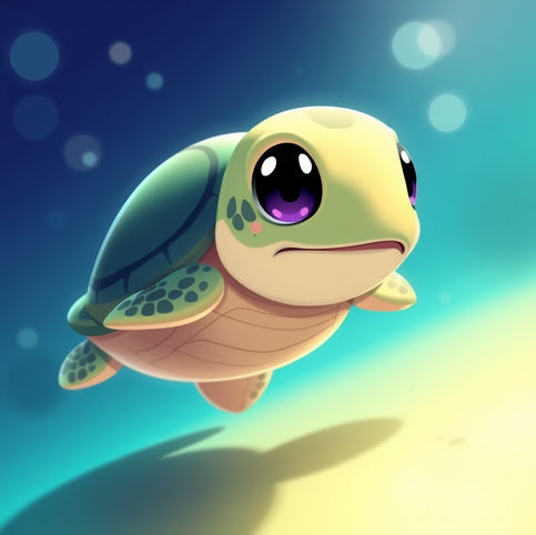 Super cute cartoon character of a sea turtle: Heart T