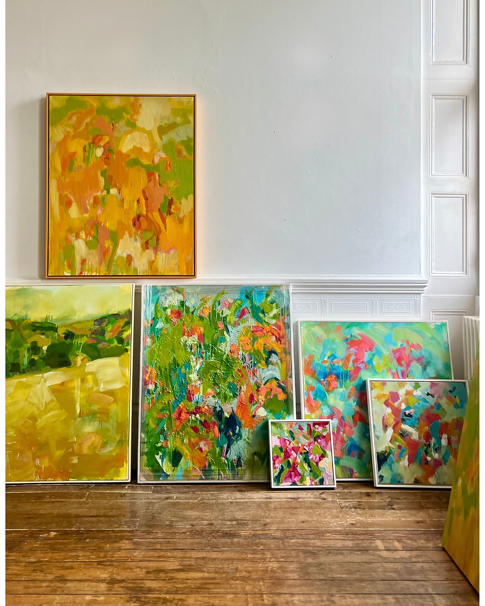 Clara Wilkinson's new series of paintings framed for exhibitions including Artist Open House 2026
