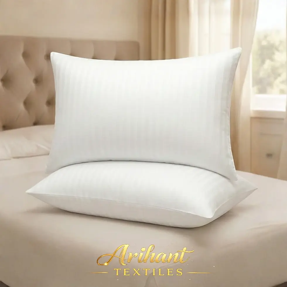 Thumbnail: Commercial-grade satin stripe pillow featuring high-density fiber filling and durable piped edges for high-end hotel guest rooms.