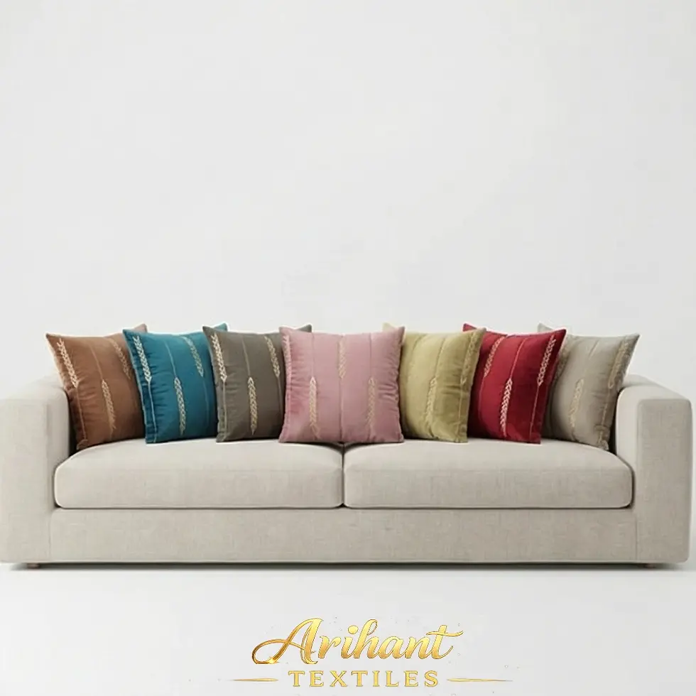 Designer cushion cover from Arihant Textiles, a leading cushion cover manufacturer in Panipat, India.