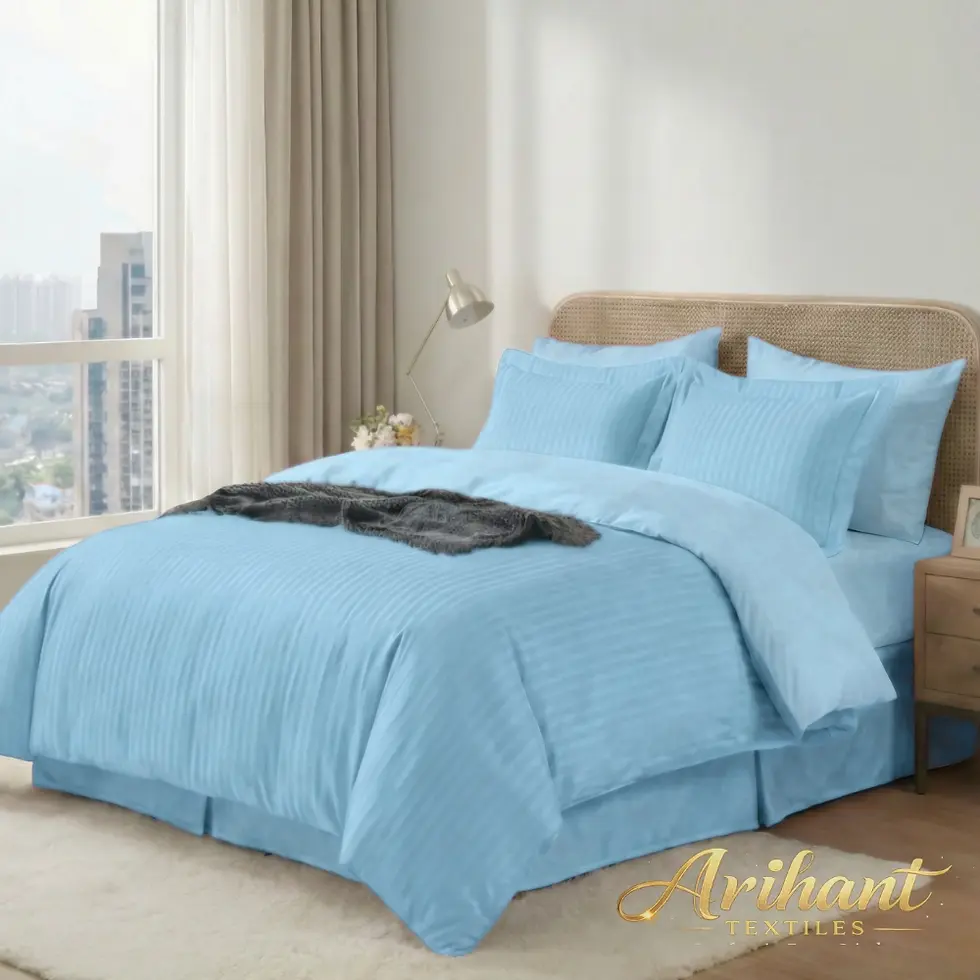 Medical blue hospital bedsheet manufactured by Arihant Textiles, a leading medical linen manufacturer in Panipat for bulk healthcare supply.
