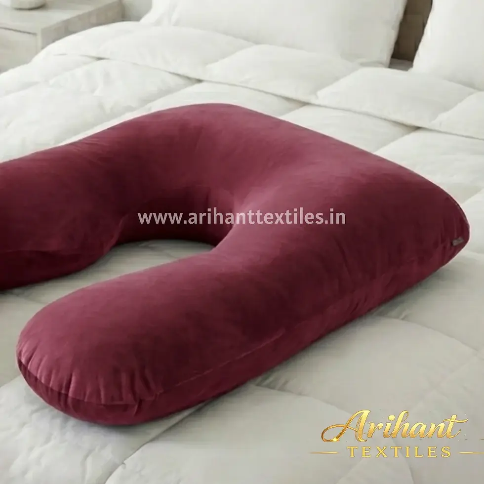 Maroon J shaped maternity pillow direct from factory: Best rates for exporters.