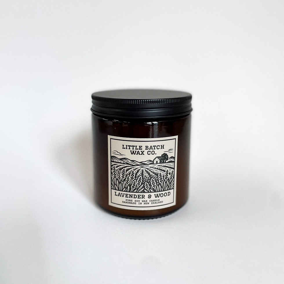Thumbnail: "LAVENDER & WOOD" pure soy candle / french lavender, vanilla bean, smoke embers