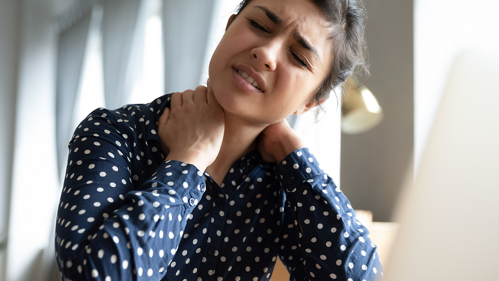 woman with hands rubbing stiff neck