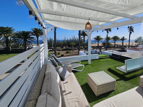Rooftop terrace with ocean and dune view Casa Gran Canaria
