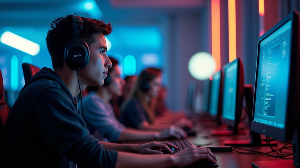 Eye-level view of a group engaging in a LAN gaming event