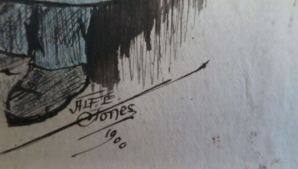 Thumbnail: signed and dated vintage watercolor of victorian police force