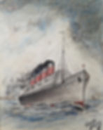 original 1916 watercolour of lusitania or mauretania