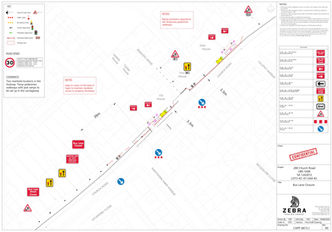 Temporary traffic management drawing, traffic management drawing, traffic management plan, Temporary traffic management plan