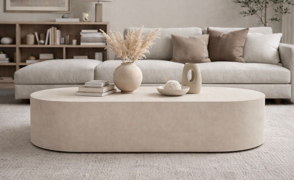 Thumbnail: Micro-cement Oval Pill Coffee Table