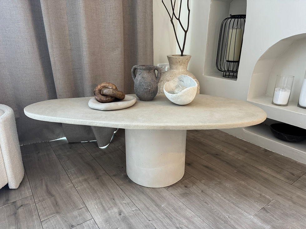 Thumbnail: Microcement Organic Shape Coffee Table with single cylinder base