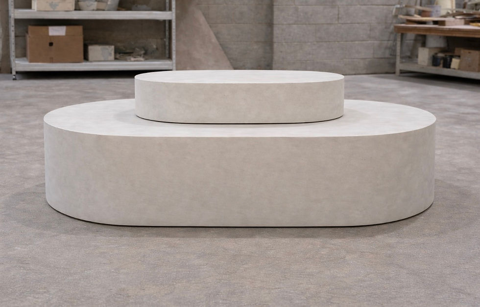 Thumbnail: Micro-cement Oval Pill Display pedestal / plinth / table