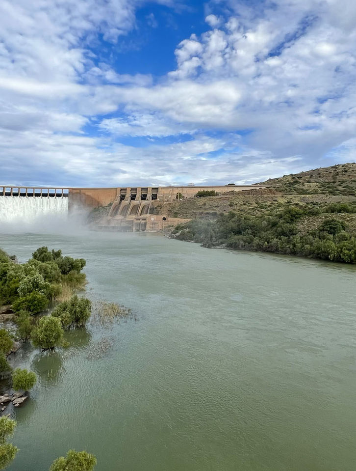 Water flowing from a large dam
