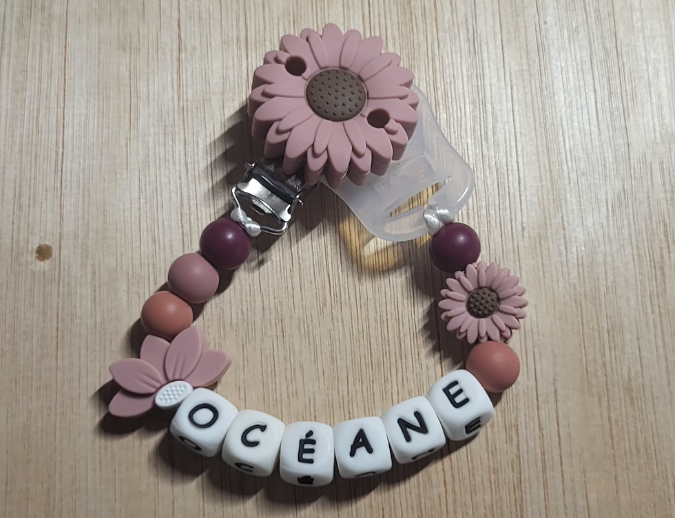 Miniature : Attache tétine MARGUERITE (clip + perle) 