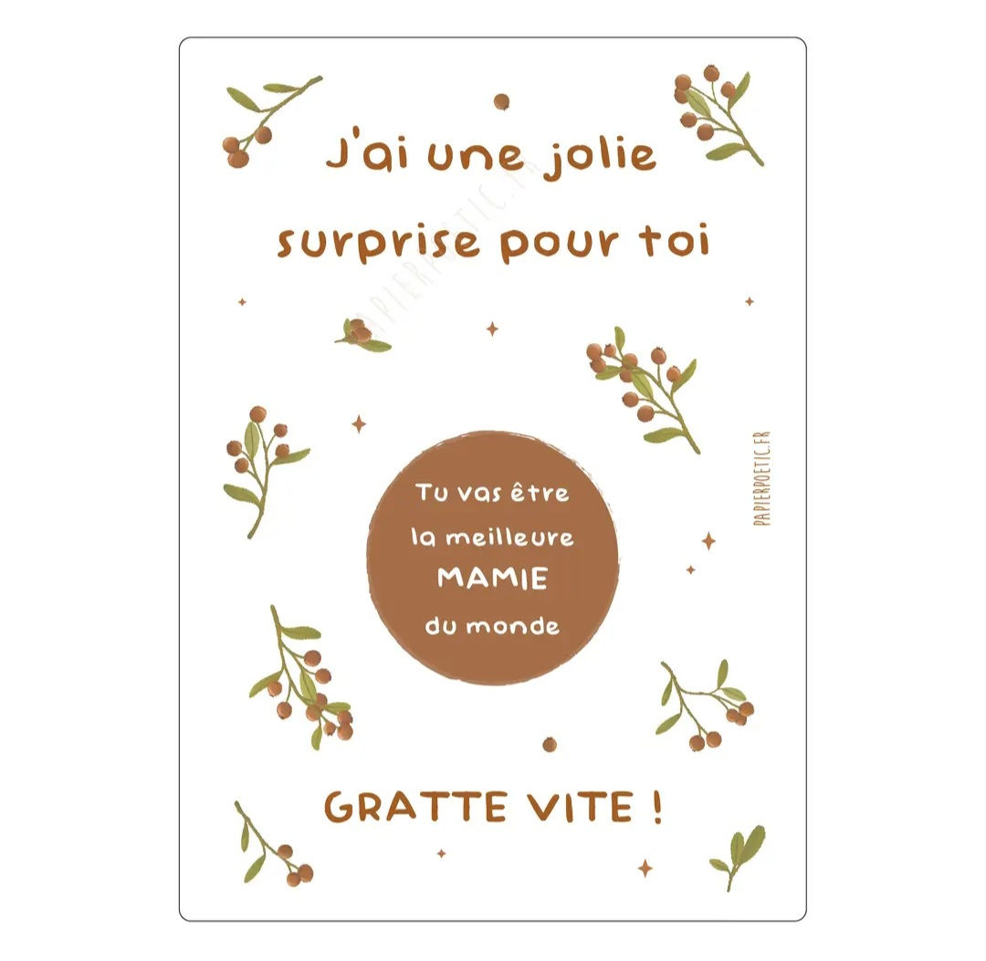 CARTE à GRATTER DEMANDE/ANNONCE PARRAIN/MARRAINE/PAPI/MAMIE
