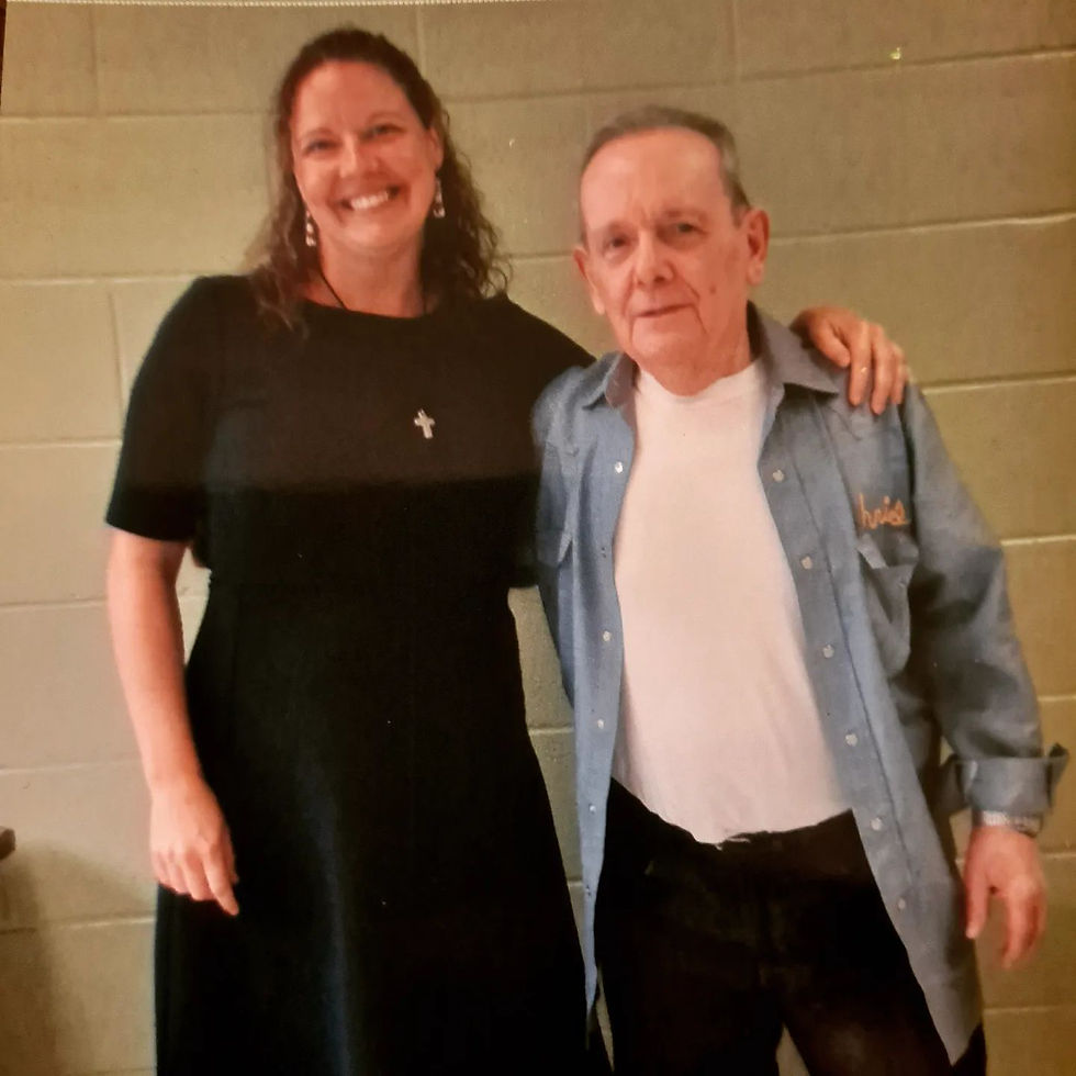 Alison McCrary with her friend on death row
