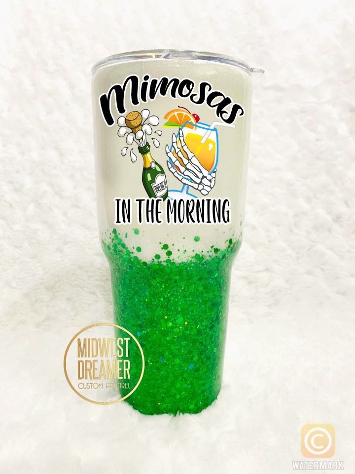 mimosas in the morning tumbler, brunch tumbler, mimosas, champaign clipart