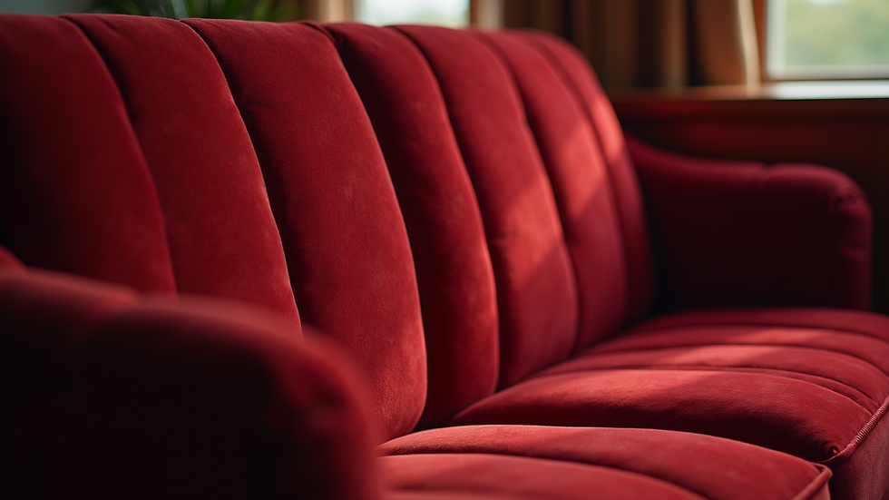 Close-up view of a luxurious velvet seat