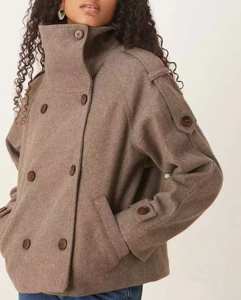 Thumbnail: Womens Wool Blend Double Breasted Coat